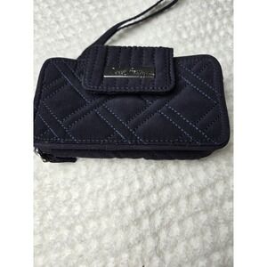 VERA BRADLEY Navy Quilted Cloth Wristlet Wallet, Zip Around